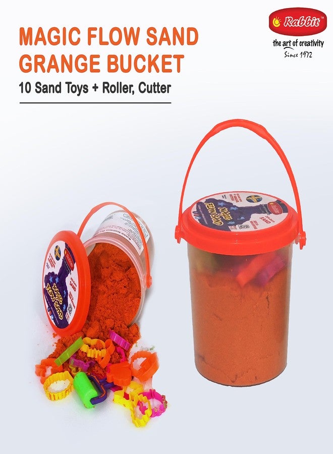 Rabbit Magic Flow Sand - 500g Orange with 24 Beach Toys | Non-Sticky, Easy to Mold, Mess-Free | Magic Active Sand | Artificail Magic Flow Sand - Image 2